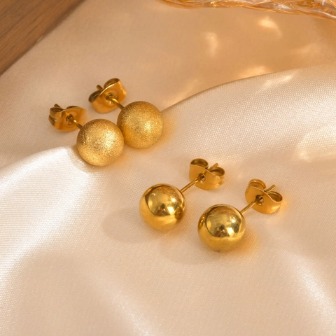 Orecchini A Lobo A Sfera In Acciaio Inossidabile Minimalista Opaco Lucido Gioielli Di Moda Per Donna