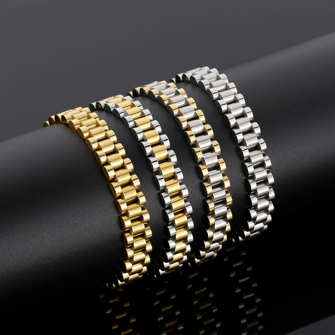 Bracciale A Maglie In Acciaio Inossidabile Design Cinturino Per Orologio Minimalista Unisex Gioielli Di Moda Metallo Lucidato