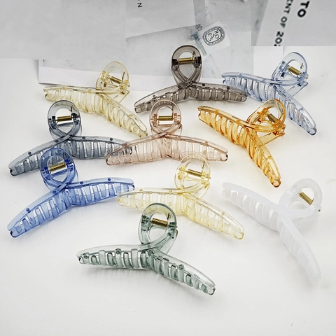 Pinza Para El Pelo Plástico Acrílico Resorte Metálico Transparente Mate Colorido Antideslizante Agarre Fuerte Accesorio De Peinado Mujer