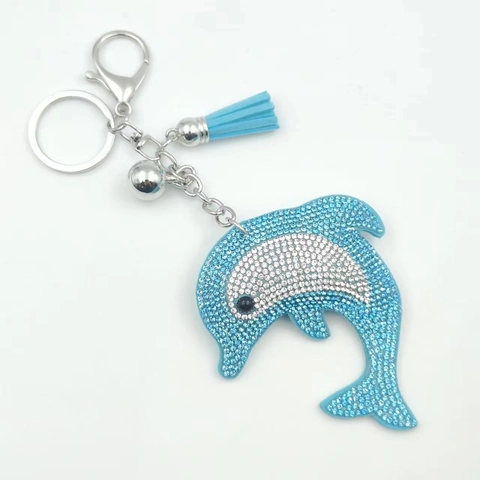 Portachiavi A Forma Di Delfino Con Strass E Nappa In Ecopelle Lega Ciondolo Per Borsa Luccicante Accessorio Moda Per Chiavi