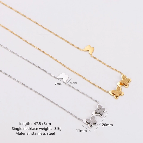 Collar Colgante Mariposa Acero Inoxidable 304 Textura Mate Pulida Joyería Moda Delicada Para Mujeres Elegante