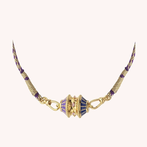 Collana Bohemienne in Corda Intrecciata Colorata Rame Placcato Oro Pendente Smalto Strass Cuore Malocchio Collana per Donna Gioielli