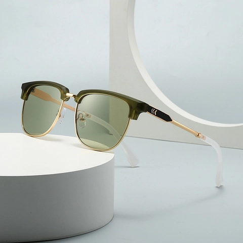 Vintage Square Semi-Rimless Sunglasses For Men Women UV400 Fashion Metal PC Frame Sun Glasses Outdoor Driving Eyewear