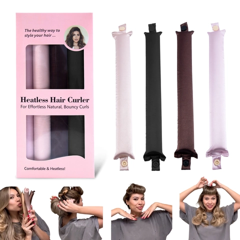 Bigoudis Sans Chaleur Satin Satin Polyester Sommeil Nuit Outils De Coiffage Pour Femmes Boucles Naturelles Ruban