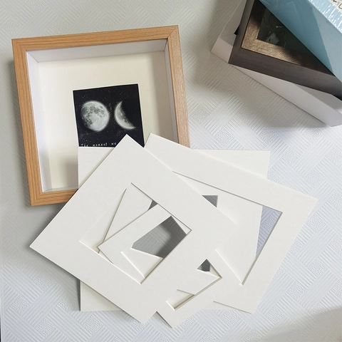 White Photo Frame Mat Board Picture Matting Cardboard For Art Exhibition Home Decor Bevel Cut Multiple Sizes Mount Paper