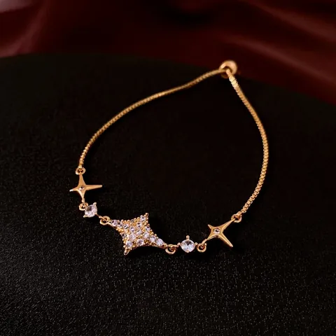 Starburst Pendant Bracelet Copper Zircon Adjustable Slider Clasp Box Chain Fashion Jewelry Hand Chain For Women