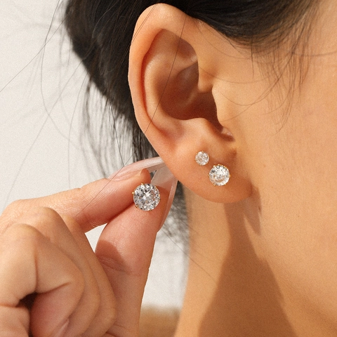 Orecchini A Lobo E Cerchi In Acciaio Inossidabile Con Zirconia Perla Artificial Placcato Oro 18K Gioielli Da Donna