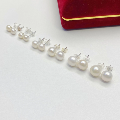 Minimalist Freshwater Pearl Stud Earrings With Copper Post Elegant White Round Pearl Earrings For Women Fashion Jewelry Gift