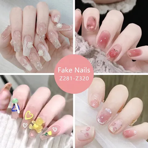 Glänzende Press On Nägel Mit 3D Strass Künstliche Perlen Blumen Herz Schleife Dekor Künstliche Nägel Full Cover Für Damen