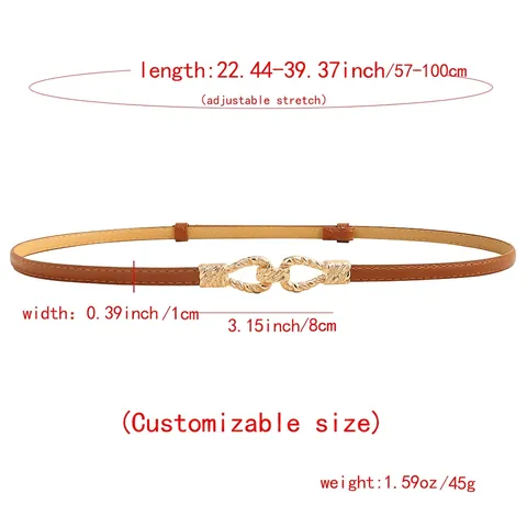 Women Thin Belt PU Leather Alloy Buckle Minimalist Adjustable Skinny Waistband For Dresses Suits Fashion Accessory