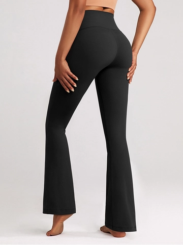 High Waist Yoga Flare Pants Stretchy Tummy Control Butt Lifting Slim Fit Workout Leggings Polyester Spandex