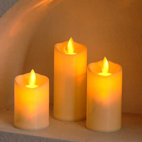 LED Flameless Electronic Candles Plastic Warm Yellow Flickering Light Wavy Edge Home Wedding Party Decor Atmosphere Lamp