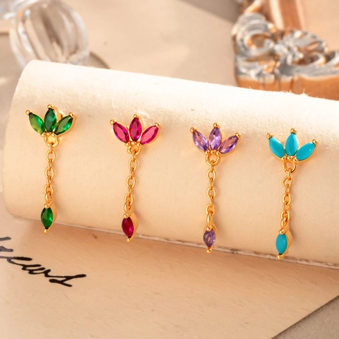 Marquise Zirkonia Oorkraakbeen Stud Koper Roestvrij Staal Piercing Kwastje Ketting Kroon Blad Bloemen Sieraden