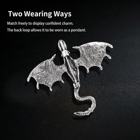 Vintage Enamel Flying Dragon Brooch For Men Women Personalized Suit Coat Pin Alloy Rhinestone Animal Dragon Brooches Jewelry Accessories Gift