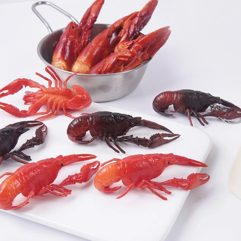Artificial Crayfish Keychain Realistic Food Model PVC Lobster Pendant Display Prop For Night Market Decor Novelty Toy