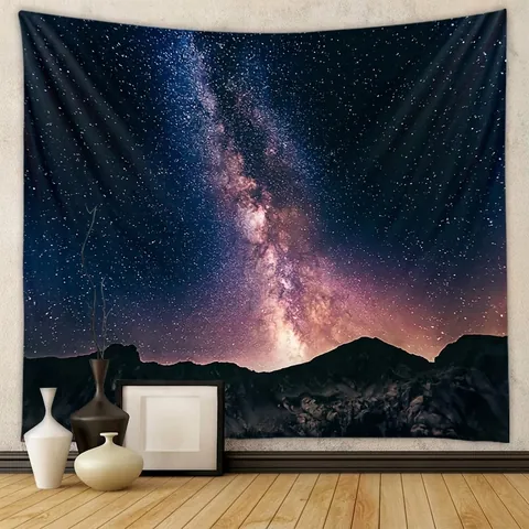 Arazzo Da Parete Galassia Cielo Stellato Poliestere Nebulosa Montagna Appeso Per Camera Da Letto Soggiorno Arredamento