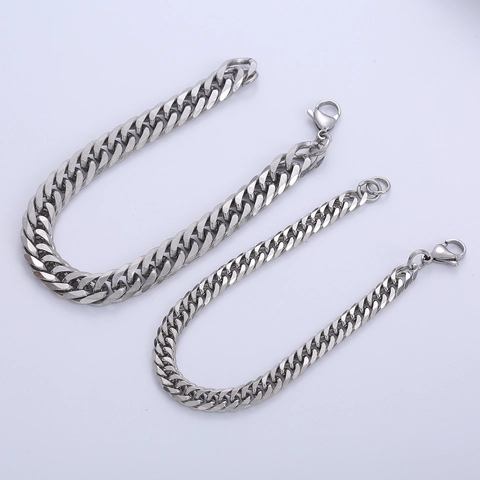 Pulsera De Cadena Cubana Para Hombre De Acero Inoxidable Joyería Pulida Regalo Punk Hip Hop Tono Plateado