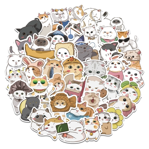Adesivi Gatto Cartone Animato Impermeabili per Laptop Valigie Borraccia Scrapbooking Cancelleria Decorazione Fai Da Te Decalcomanie