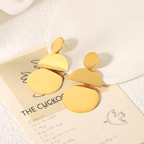 Boucles D'oreilles Pendantes Géométriques En Acier Inoxydable Plaquées Or 18K Style Ins Personnalisé Bijoux Femme