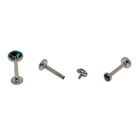 Solid G23 Titanium Internal Thread Labret Stud Opal Earring Lip Piercing Jewelry Minimalist Body Jewelry For Women Men