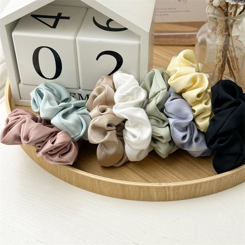 Satin Scrunchies Solid Color Satin Texture Hair Ties High Elasticity Fashion Hair Accessories For Women Girls Elegant Simple