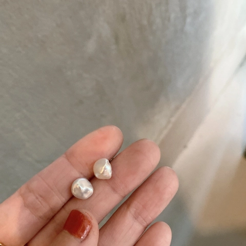 Baroque Freshwater Pearl Stud Earrings 925 Sterling Silver Post Irregular Shape Minimalist Niche Design Elegant Jewelry For Women