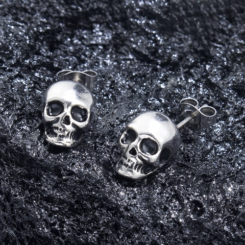 Totenkopf Ohrstecker Zinklegierung Retro Punk Gothic Halloween Dunkler Stil Schmuck Für Damen Herren Mit Edelstahl Ohrstecker