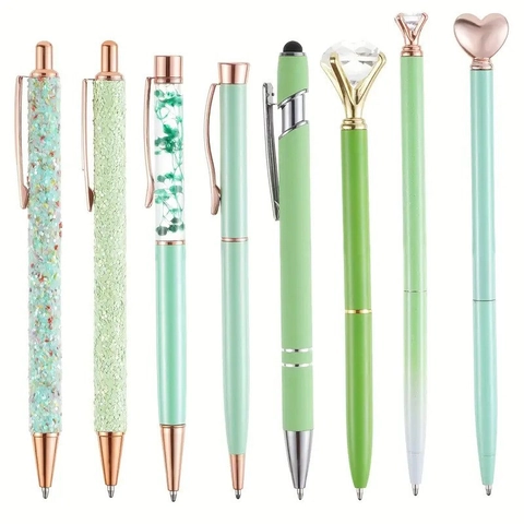 Penne A Sfera In Metallo Oro Rosa Sabbie Mobili Cristallo Diamante Corona Cuore Decorazione Estetica Cancelleria Ufficio Scuola Regalo
