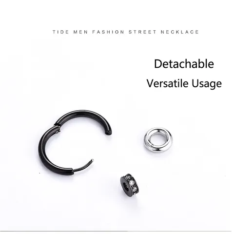 Mode Titanstahl Creolen Für Herren Damen Rund Kreis Strass Charm Huggie Ohrringe Gold Schwarz Silber Schmuck