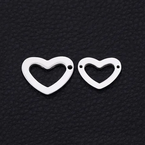 Breloques En Coeur Creux Pendants En Acier Inoxydable Pour Fabrication De Bijoux DIY Collier Bracelet Minimaliste Poli