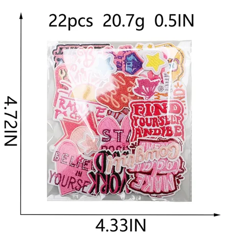 Motivierende Zitate Stickerei Aufnäher Aufbügeln Buchstaben Patches Für Kleidung DIY Deko Polyester Stoff Rosa Bunt