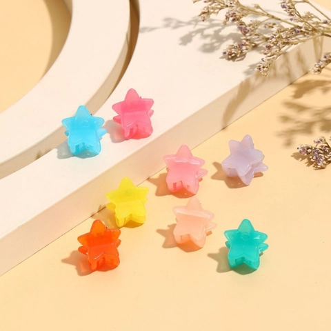 Star Hair Claws Jelly Color Acrylic Resin Macaron Mini Hairpin Small Clamps For Girls Kids Hair Styling Accessories