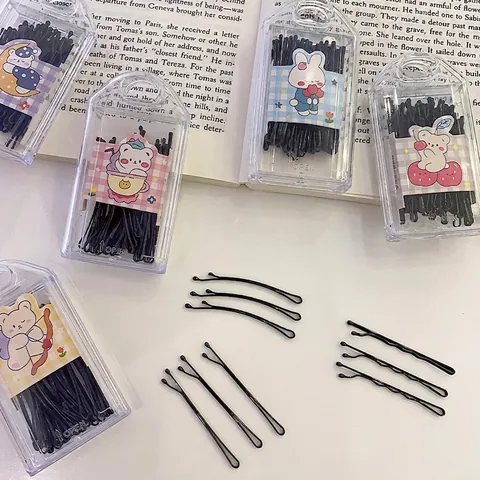 Minimalistische Schwarze Metall Haarklammern Haarspangen Für Styling Frauen Mädchen Mit Cartoon Aufbewahrung