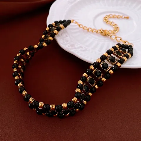 Collana Choker Vintage Con Perline Lega Resina Strass A Strati Retro Francese Elegante Gioielli Di Lusso Per Donna