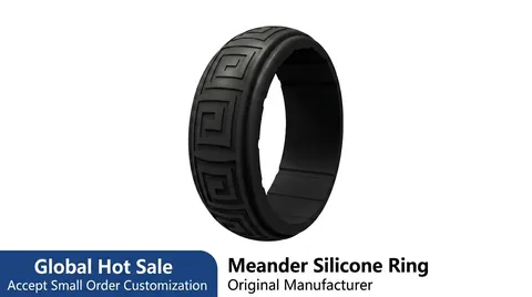 Men's Silicone Ring With Greek Key Pattern Carved Geometric Design For Outdoor Sports Fitness Minimalist Band