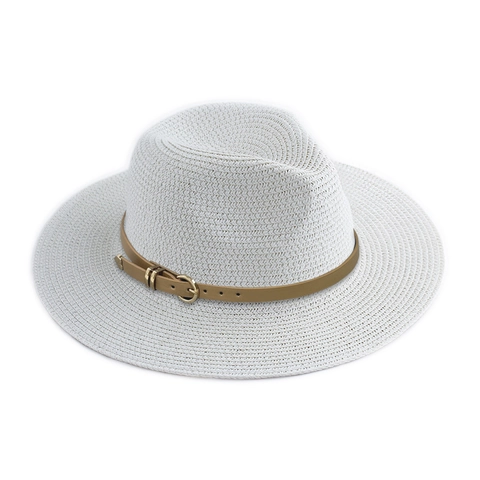 Chapeau Fedora Paille De Papier Protection Solaire Voyage D'Été Style Britannique Vintage Avec Boucle De Ceinture Large Bord