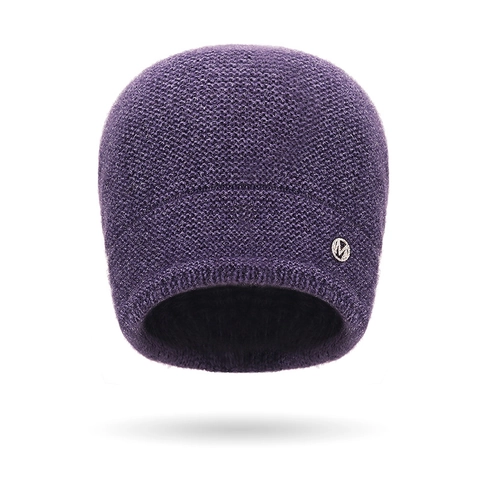 Gorro De Punto Para Mujer Doble Capa Espesado Invierno Cálido A Prueba De Viento Felpa Poliéster Con Letra M De Metal