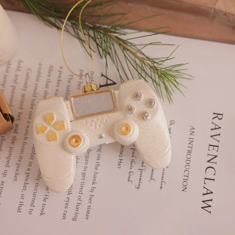 Christmas Hanging Ornaments Cream Gold PVC Glitter Snowman Truck Nutcracker Snowflake Game Controller Holiday Tree Decorations