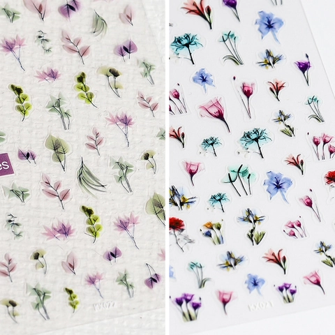 Adesivi Per Unghie 5D Motivi Fiori E Foglie Ultrasottili Autoadesivi Impermeabili Decalcomanie Manicure DIY Floreale