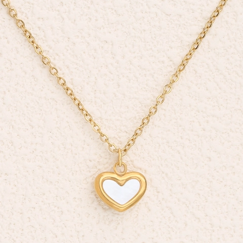 Set di Gioielli a Cuore in Acciaio Inossidabile per Donna Elegante Oro Bianco Collana Orecchini Bracciale Set di Tre Pezzi