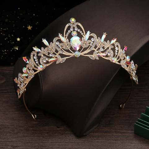 Barock Vintage Krone Tiara Legierung Strass Kristall Kopfschmuck Für Hochzeit Braut Party Haarschmuck