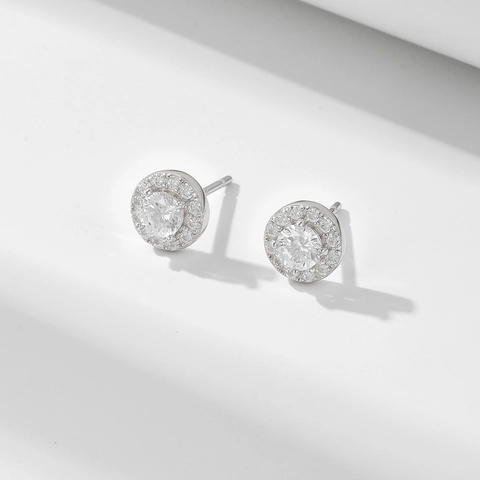 Ronde Halo Oorknopjes Met 925 Sterling Zilveren Oorsteker Zirkonia Geometrische Hip Hop Mode Sieraden Voor Dames