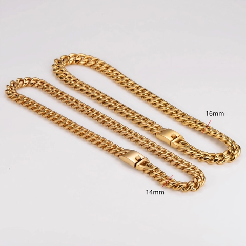 Collana A Catena Cubana Pesante Placcata Oro 18K Acciaio Inossidabile 304 Gioielli Hip Hop Punk Per Uomini