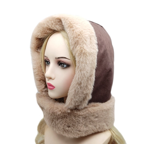 Cappello Da Aviatore Invernale Da Donna In Finta Pelle Scamosciata Pelliccia Sintetica Scaldacollo Integrato Antivento Spesso Retrò