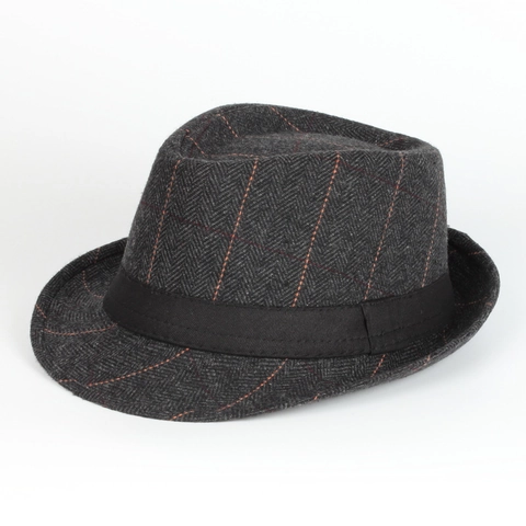 Men Fedora Hat Herringbone Windowpane Check Vintage British Jazz Style Gentleman Retro Cap Accessories For Autumn Winter