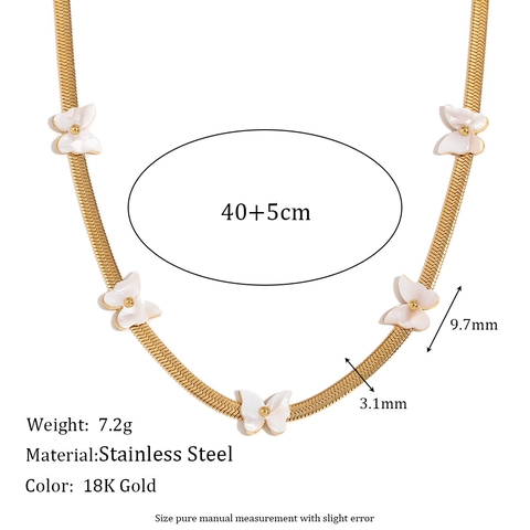Collana Con Ciondolo A Farfalla In Acciaio Inossidabile Placcato Oro 18K Texture Conchiglia Catena Serpente Gioielli Eleganti