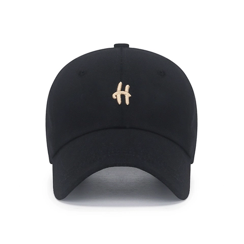 Embroidered Letter H Baseball Cap Cotton Polyester Blend Adjustable Metal Buckle Sun Protection Outdoor Casual Hat