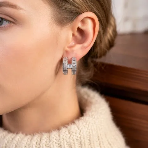 H Letter Ear Bone Clip Minimalist Copper Zircon Inlaid No Piercing Needed Earring Fashion Light Luxury For Women