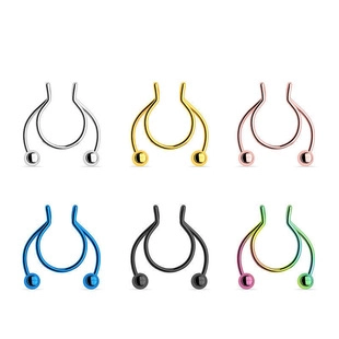 Falso Aro de Nariz de Acero Inoxidable Sin Perforación Septum en Forma de U Clip Geométrico Body Piercing Joyería Punk para Mujer Hombre
