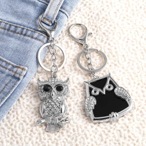 Portachiavi Civetta Carino Lega Strass Scintillanti Ciondolo Animale Ciondolo Borsa Accessorio Auto Gioielli Di Moda